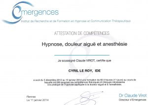 Diplôme hypnose douleur
